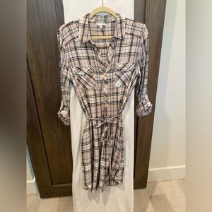 Plaid belted shirt dress - Size M